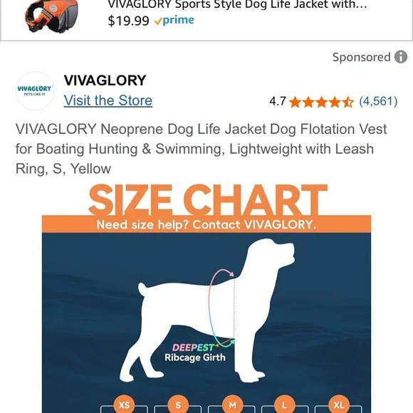 Dog Lifejacket Sz S Canary Yellow Neoprene Dog Life Vest W/ LightReflecting trim - Picture 2 of 10